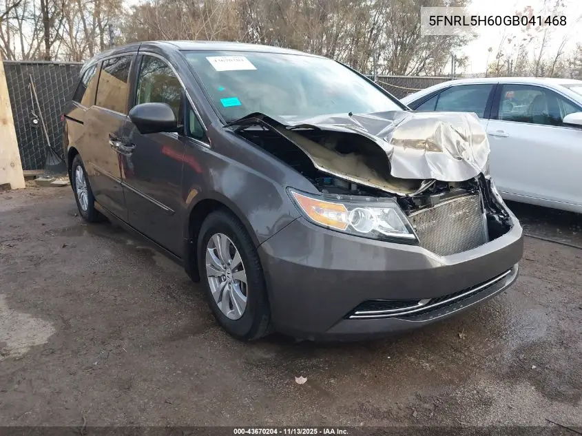 5FNRL5H60GB041468 2016 Honda Odyssey Ex-L