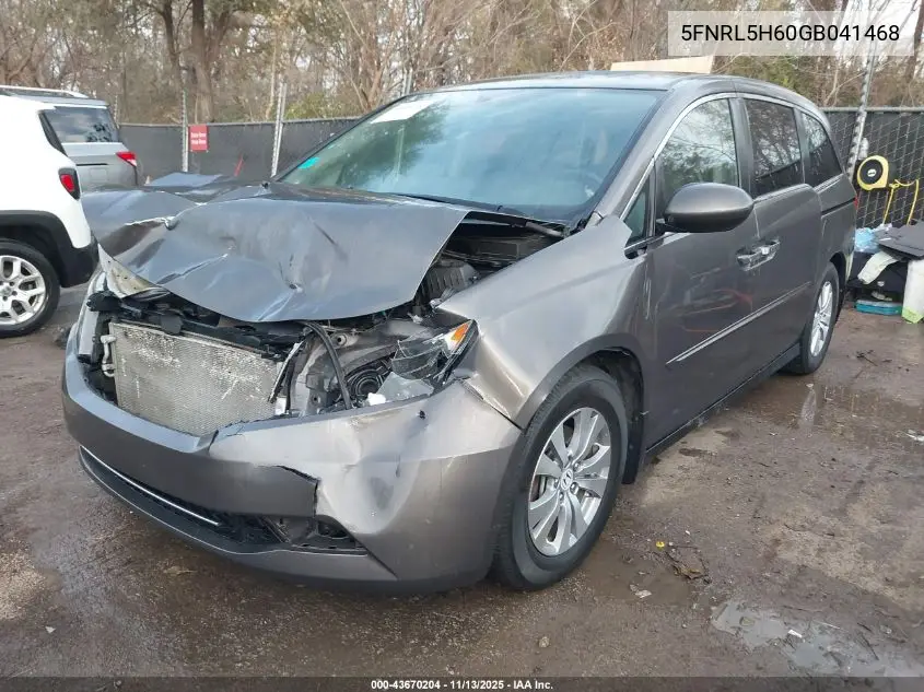 5FNRL5H60GB041468 2016 Honda Odyssey Ex-L
