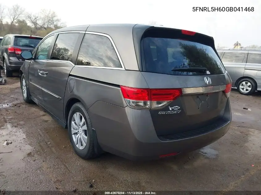 5FNRL5H60GB041468 2016 Honda Odyssey Ex-L