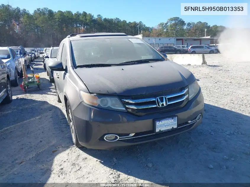 5FNRL5H95GB013353 2016 Honda Odyssey Touring/Touring Elite