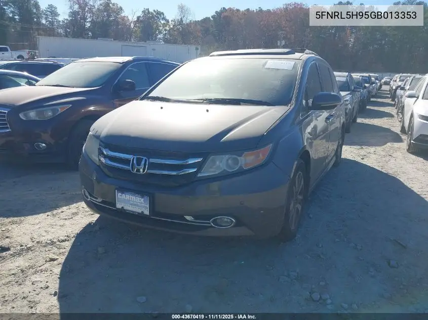 5FNRL5H95GB013353 2016 Honda Odyssey Touring/Touring Elite