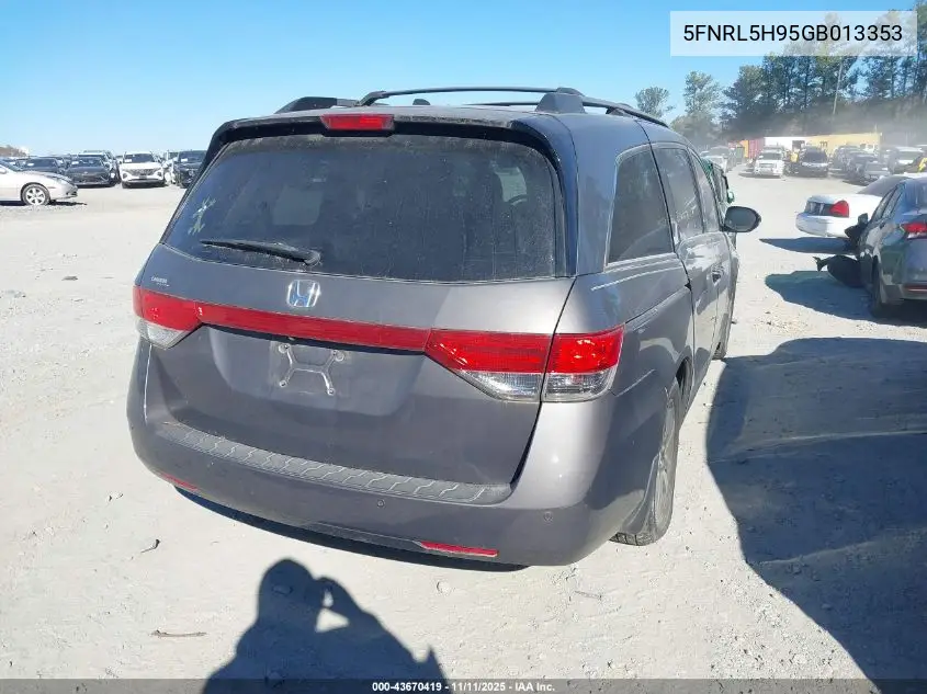 5FNRL5H95GB013353 2016 Honda Odyssey Touring/Touring Elite