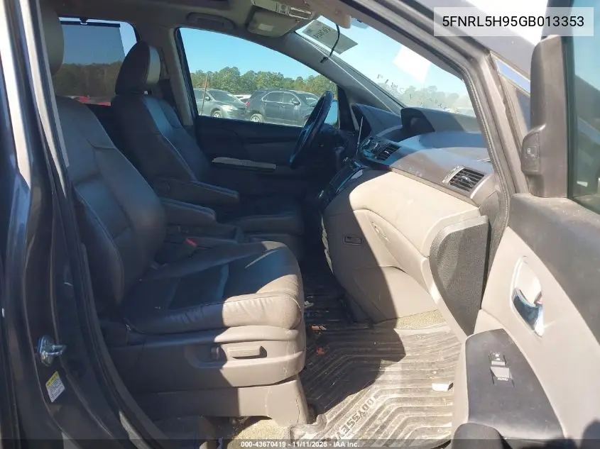 5FNRL5H95GB013353 2016 Honda Odyssey Touring/Touring Elite