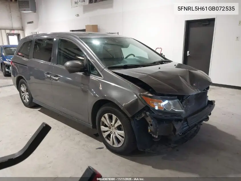 5FNRL5H61GB072535 2016 Honda Odyssey Ex-L