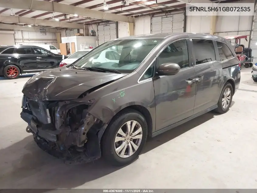 5FNRL5H61GB072535 2016 Honda Odyssey Ex-L