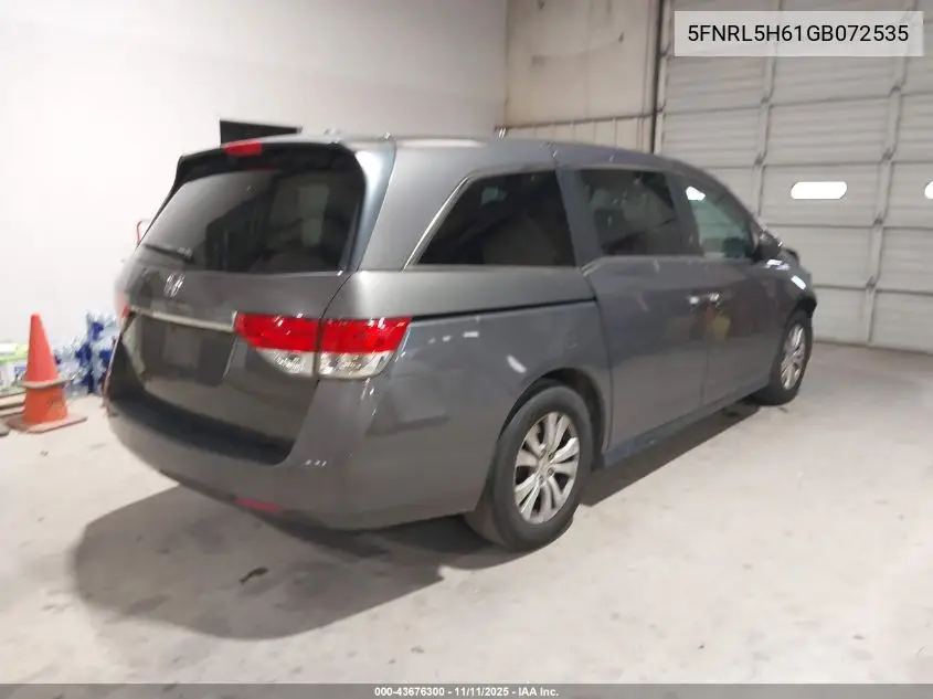 5FNRL5H61GB072535 2016 Honda Odyssey Ex-L