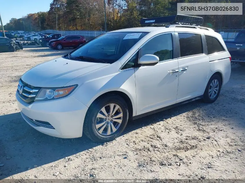 5FNRL5H37GB026830 2016 Honda Odyssey Se