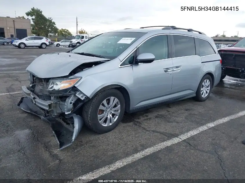 5FNRL5H34GB144415 2016 Honda Odyssey Se