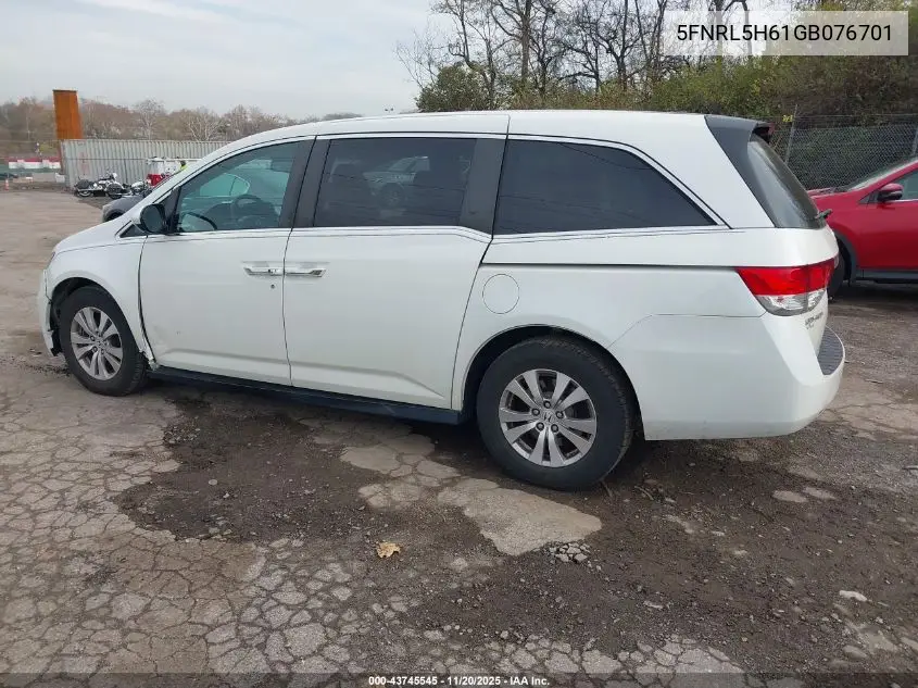 5FNRL5H61GB076701 2016 Honda Odyssey Ex-L