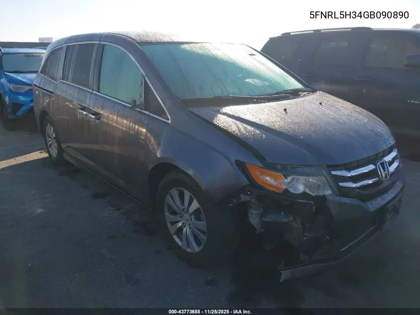 5FNRL5H34GB090890 2016 Honda Odyssey Se