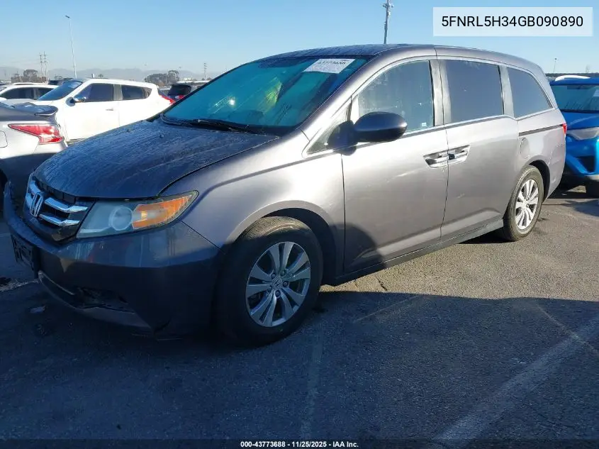 5FNRL5H34GB090890 2016 Honda Odyssey Se
