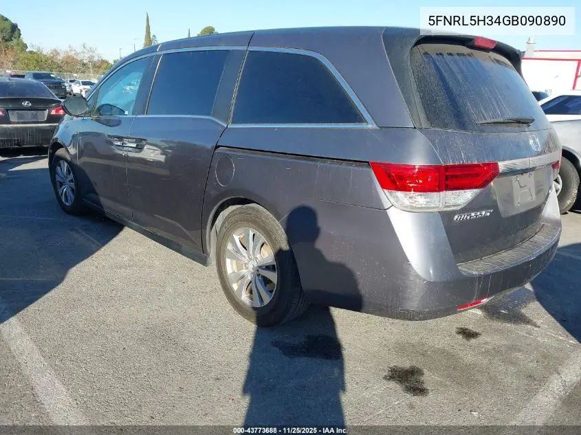 5FNRL5H34GB090890 2016 Honda Odyssey Se