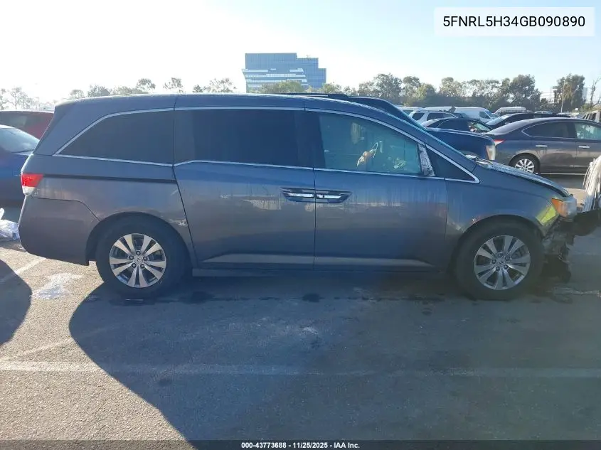5FNRL5H34GB090890 2016 Honda Odyssey Se