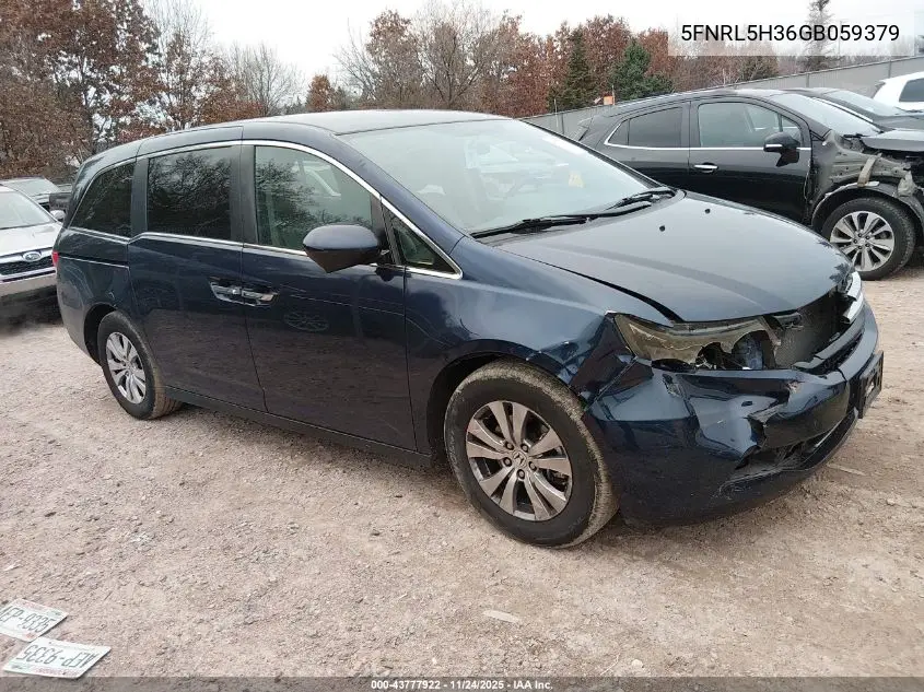 5FNRL5H36GB059379 2016 Honda Odyssey Se