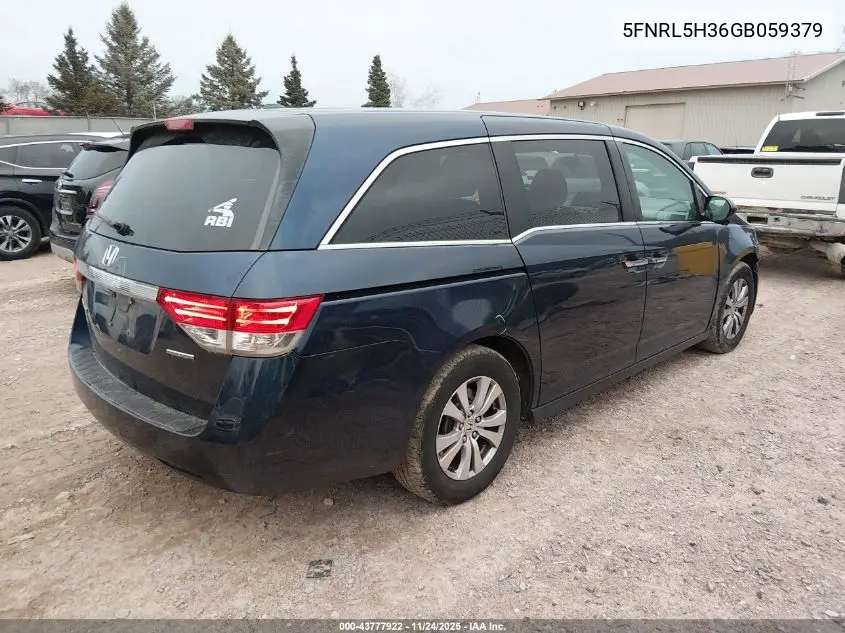 5FNRL5H36GB059379 2016 Honda Odyssey Se