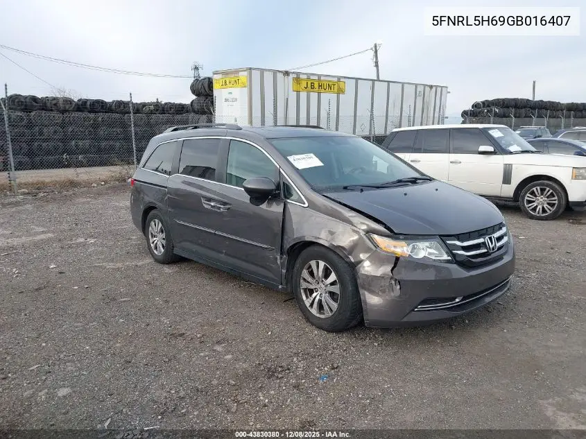 5FNRL5H69GB016407 2016 Honda Odyssey Ex-L
