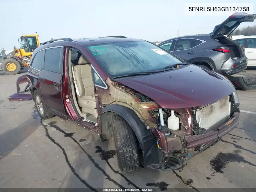 5FNRL5H63GB134758 2016 Honda Odyssey Ex-L