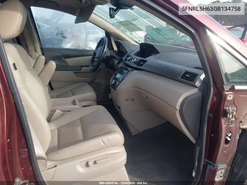 5FNRL5H63GB134758 2016 Honda Odyssey Ex-L