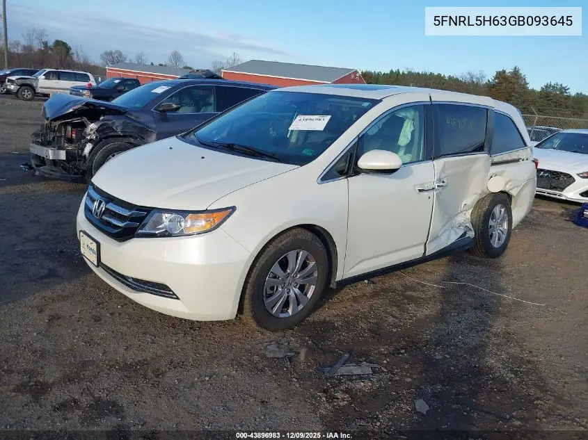 5FNRL5H63GB093645 2016 Honda Odyssey Ex-L