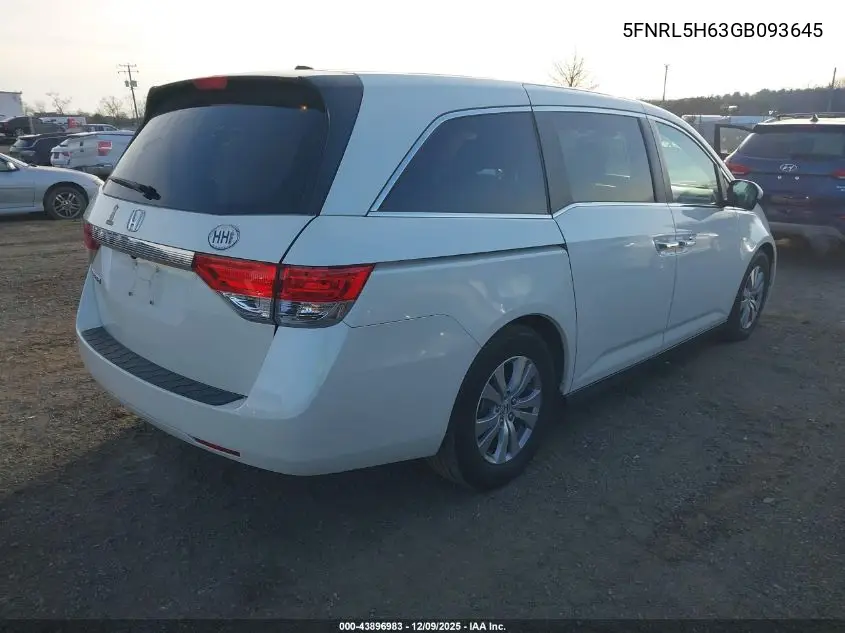 5FNRL5H63GB093645 2016 Honda Odyssey Ex-L