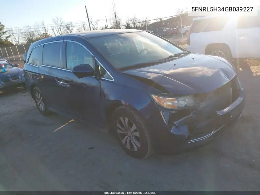 5FNRL5H34GB039227 2016 Honda Odyssey Se
