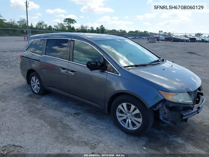 5FNRL5H67GB060129 2016 Honda Odyssey Ex-L
