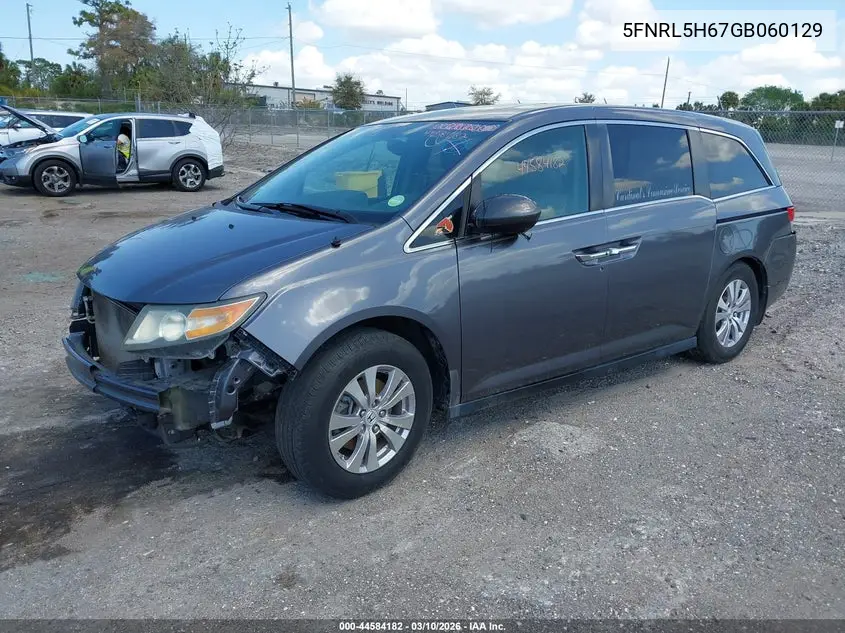 5FNRL5H67GB060129 2016 Honda Odyssey Ex-L