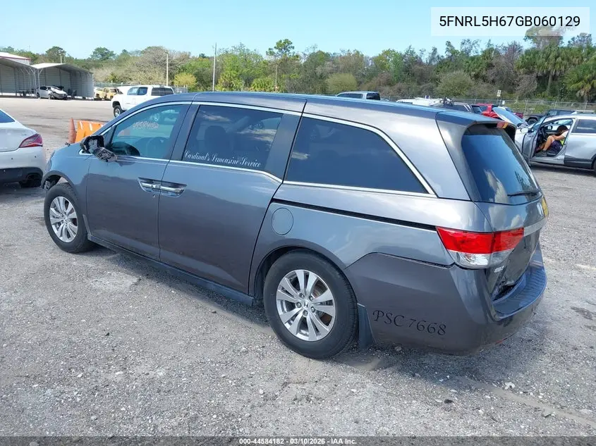 5FNRL5H67GB060129 2016 Honda Odyssey Ex-L