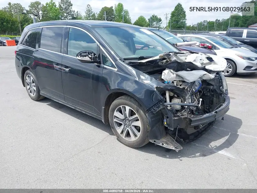 5FNRL5H91GB029663 2016 Honda Odyssey Touring/Touring Elite