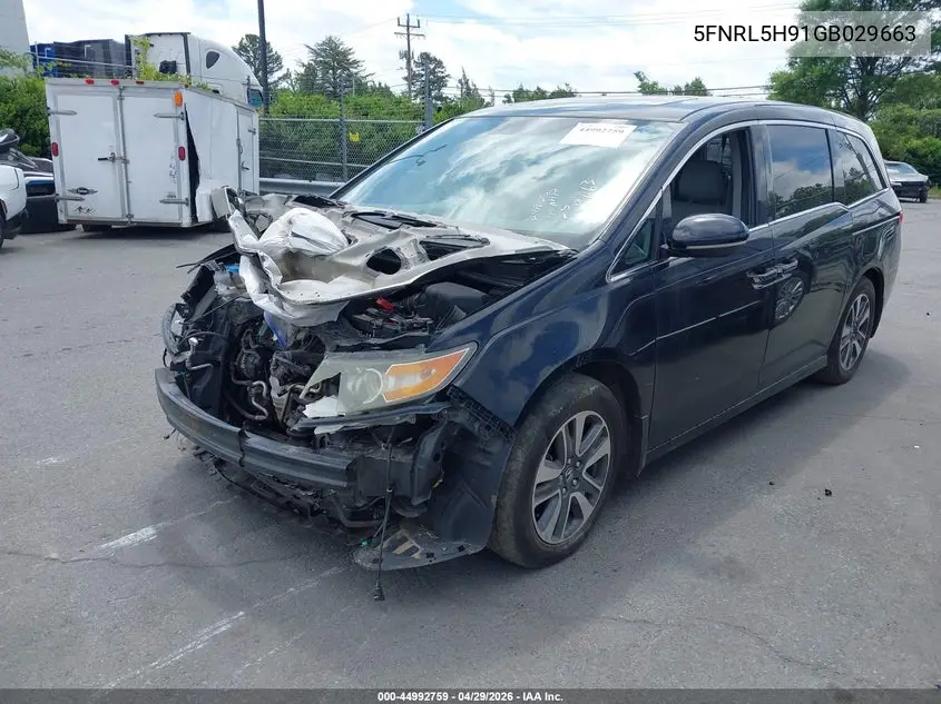 5FNRL5H91GB029663 2016 Honda Odyssey Touring/Touring Elite