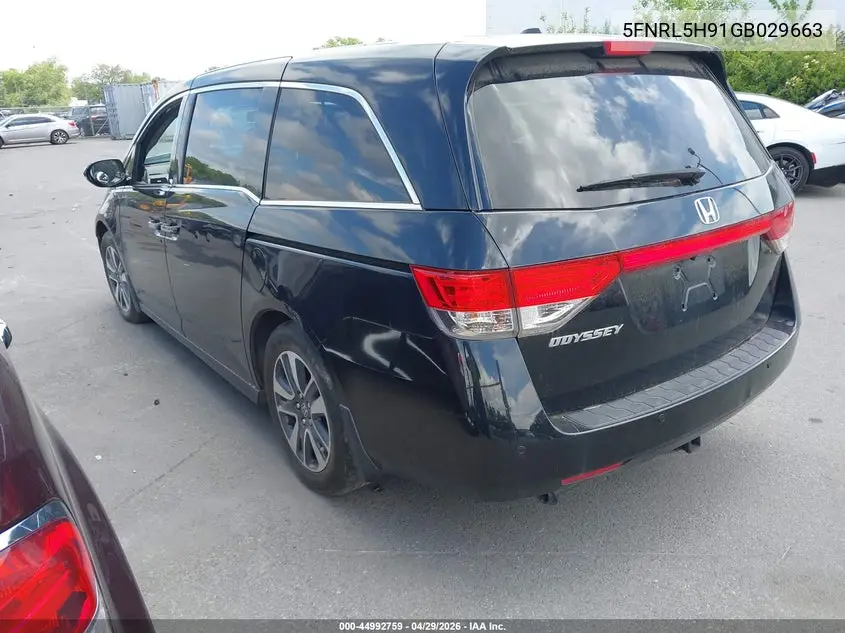 5FNRL5H91GB029663 2016 Honda Odyssey Touring/Touring Elite