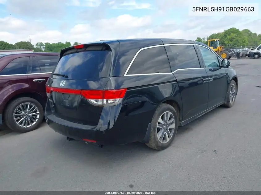 5FNRL5H91GB029663 2016 Honda Odyssey Touring/Touring Elite