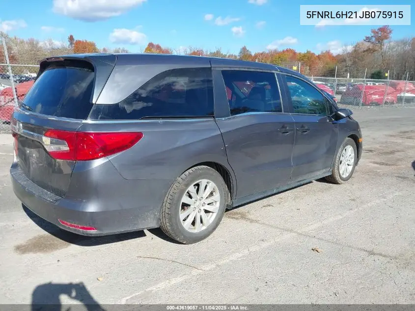 5FNRL6H21JB075915 2018 Honda Odyssey Lx