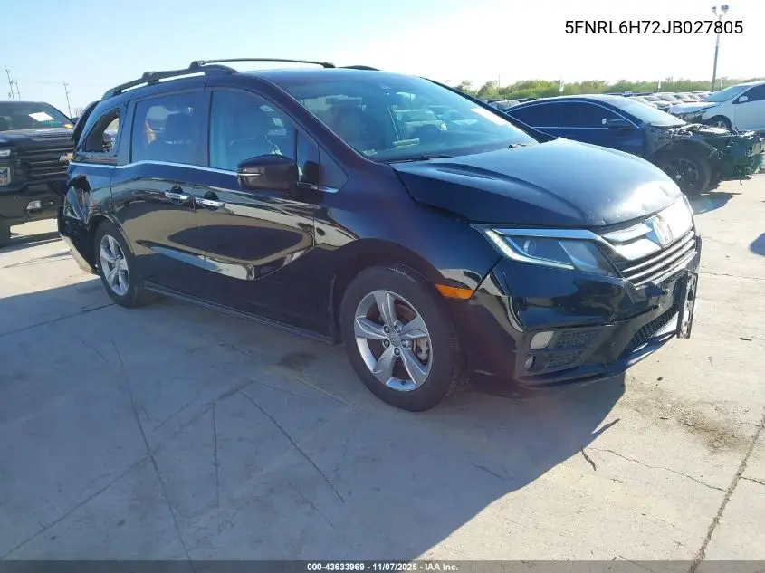 5FNRL6H72JB027805 2018 Honda Odyssey Ex-L