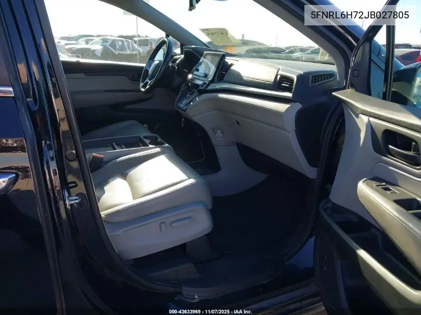 5FNRL6H72JB027805 2018 Honda Odyssey Ex-L