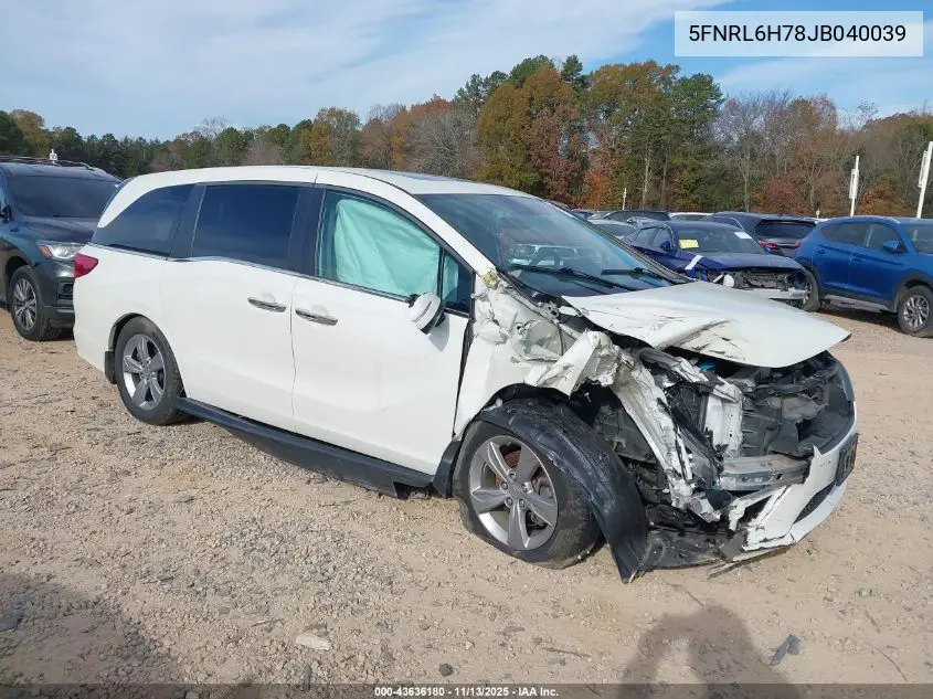 5FNRL6H78JB040039 2018 Honda Odyssey Ex-L
