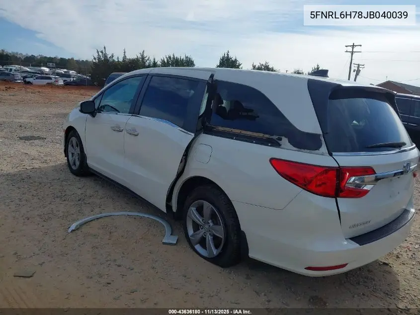 5FNRL6H78JB040039 2018 Honda Odyssey Ex-L