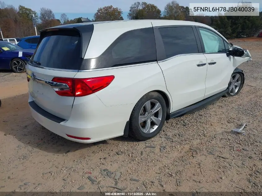 5FNRL6H78JB040039 2018 Honda Odyssey Ex-L