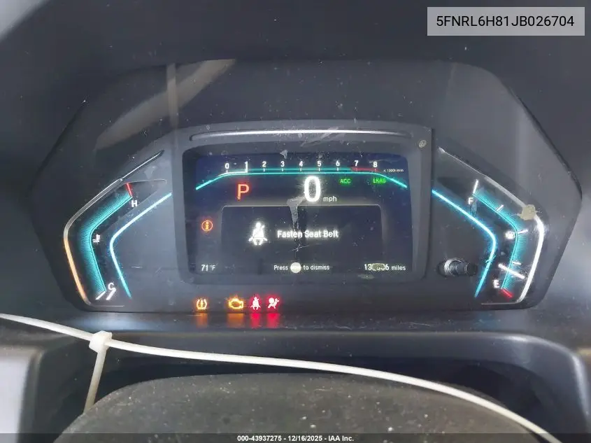 5FNRL6H81JB026704 2018 Honda Odyssey Touring