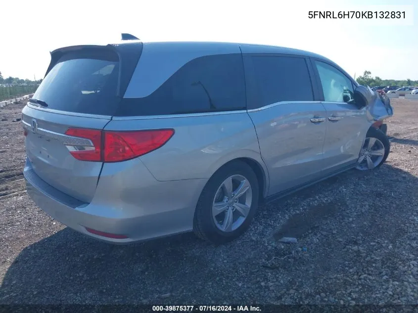 2019 Honda Odyssey Ex-L VIN: 5FNRL6H70KB132831 Lot: 39875377