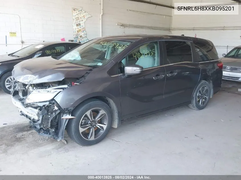 2019 Honda Odyssey Touring VIN: 5FNRL6H8XKB095201 Lot: 40013925