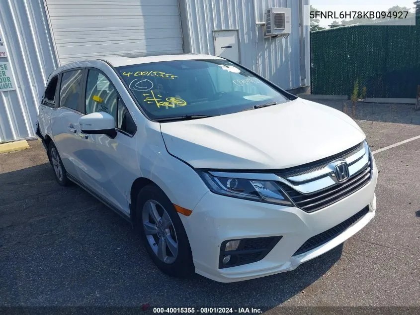 2019 Honda Odyssey Ex-L VIN: 5FNRL6H78KB094927 Lot: 40015355