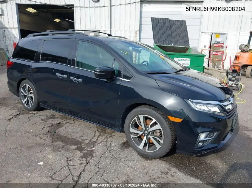 2019 Honda Odyssey Elite VIN: 5FNRL6H99KB008204 Lot: 40336787