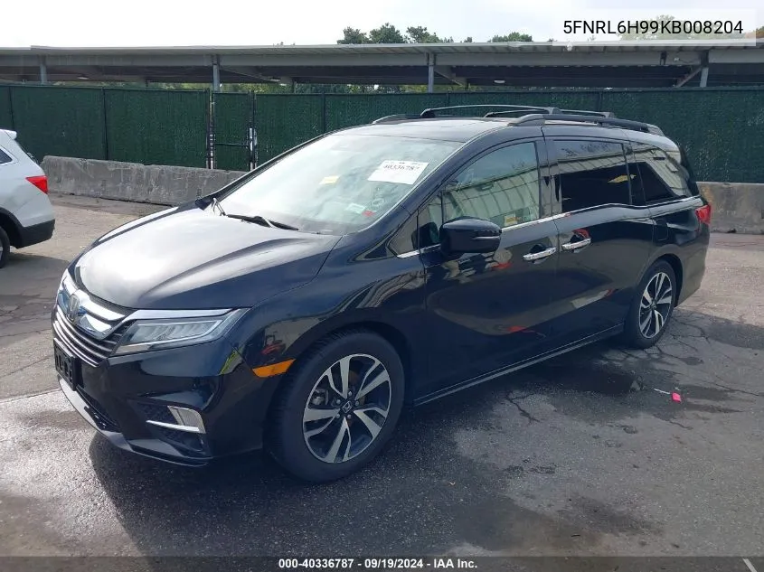 2019 Honda Odyssey Elite VIN: 5FNRL6H99KB008204 Lot: 40336787