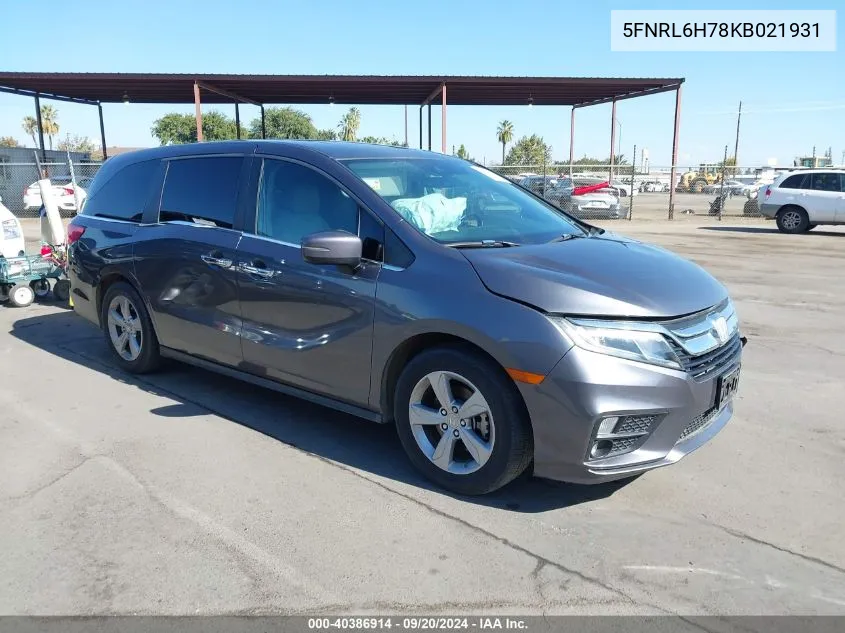 2019 Honda Odyssey Ex-L VIN: 5FNRL6H78KB021931 Lot: 40386914