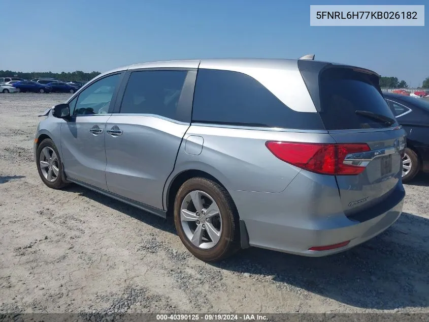 2019 Honda Odyssey Ex-L VIN: 5FNRL6H77KB026182 Lot: 40390125