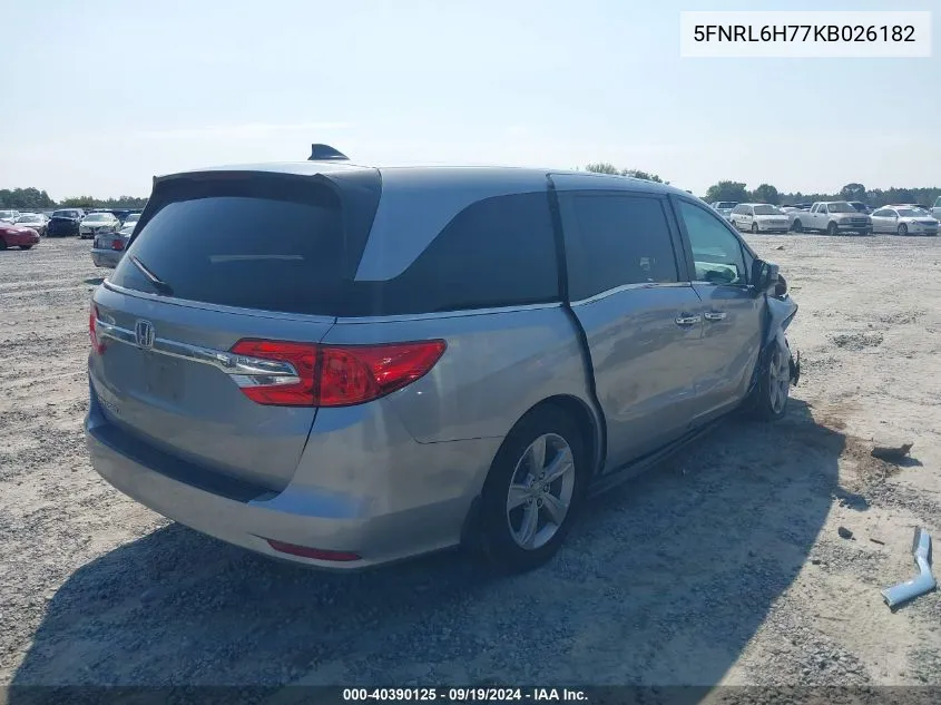 2019 Honda Odyssey Ex-L VIN: 5FNRL6H77KB026182 Lot: 40390125