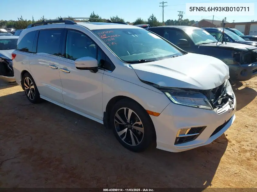 5FNRL6H93KB010711 2019 Honda Odyssey Elite