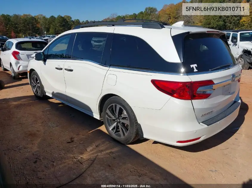 5FNRL6H93KB010711 2019 Honda Odyssey Elite