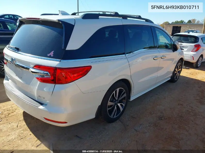 5FNRL6H93KB010711 2019 Honda Odyssey Elite